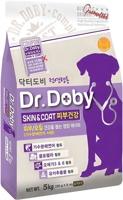 인터펫코리아 강아지 닥터도비 기능성 사료, 피부/피모, 5kg, 1개 - 쿠팡