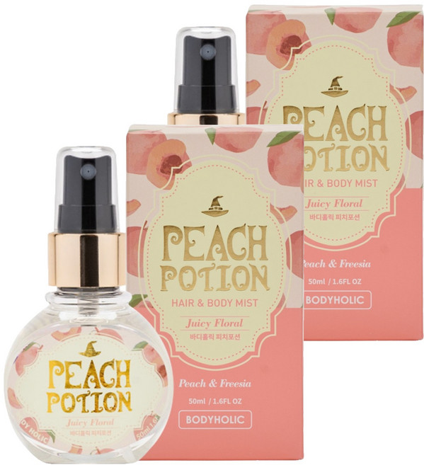 바디홀릭 피치포션 바디미스트 피치 앤 프리지아향, 50ml, 2개
