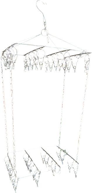 省空間不銹鋼雙層吊襪架 長方 40夾, 銀色