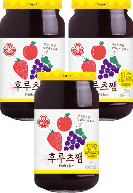 오뚜기 후르츠쨈, 850g, 3개