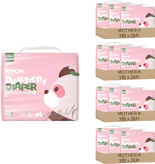MOTHER-K K-MOM 頂級超薄瞬吸玩睡褲/尿布 19kg以上, 3XL, 336片