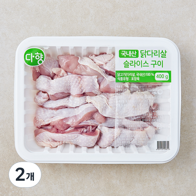 다향오리 국내산 닭다리살 슬라이스 구이용 (냉장), 2개, 400g