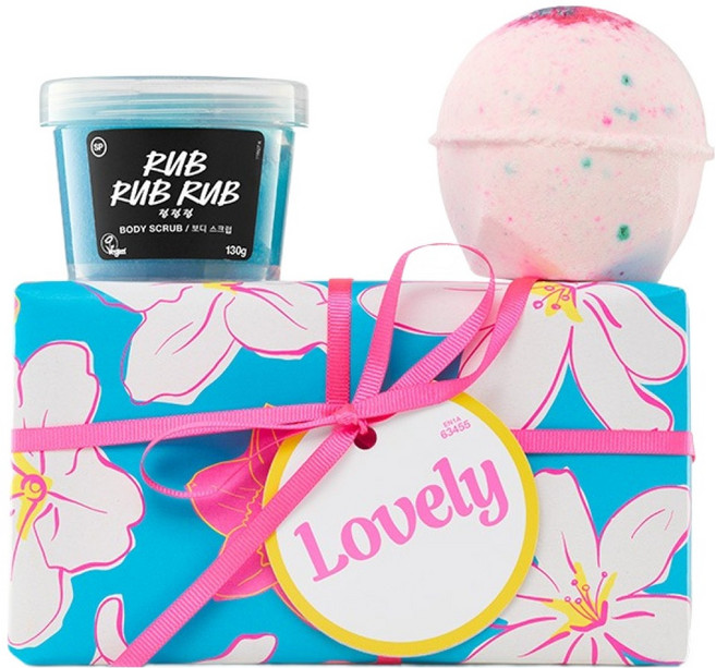 러쉬 러블리 배쓰 밤 + 보디 스크럽 기프트 바디케어 세트, 1세트