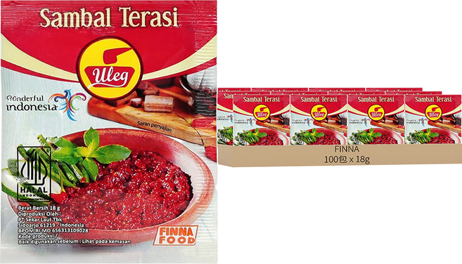 FINNA 蝦醬辣椒醬, 18g, 100包