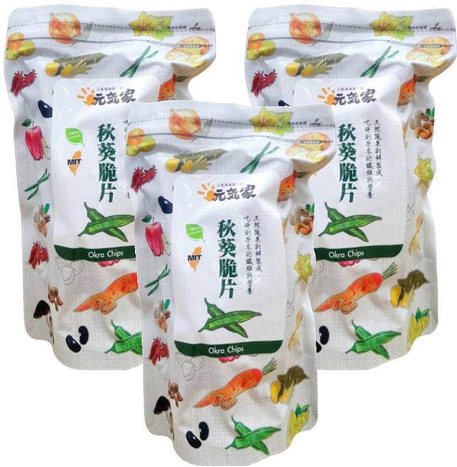 元氣家 秋葵脆片, 100g, 3包