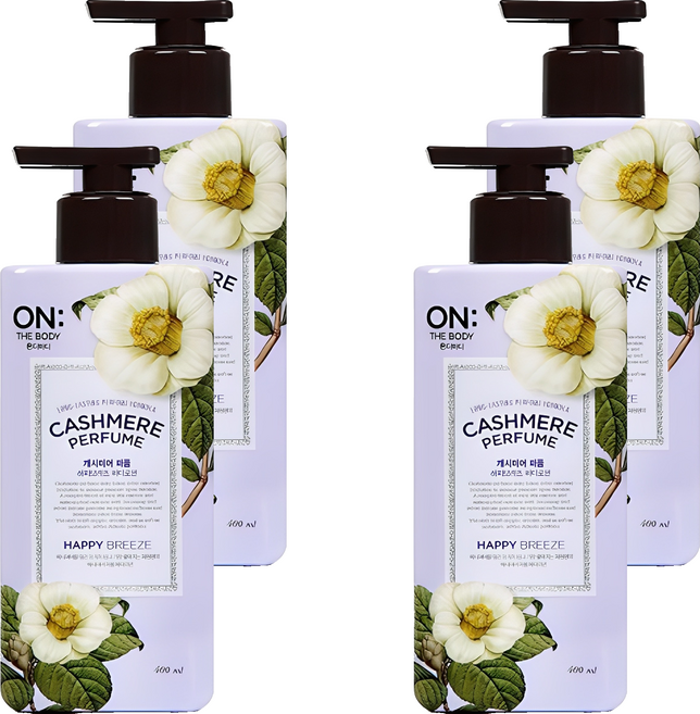 온더바디 캐시미어 퍼퓸 해피브리즈 바디로션 꽃향, 400ml, 4개