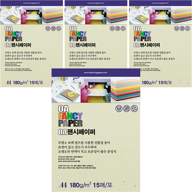 두성종이 OA 팬시페이퍼 컬러복사지 연미색 180g R02, A4, 60개