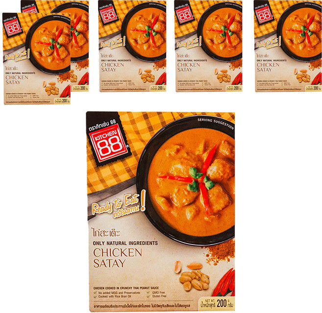 KITCHEN 88 泰式沙嗲雞即食調理包 天然食材, 200g, 6盒
