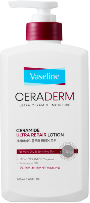 애경바세린 세라덤 울트라 리페어 바디로션, 500ml, 1개