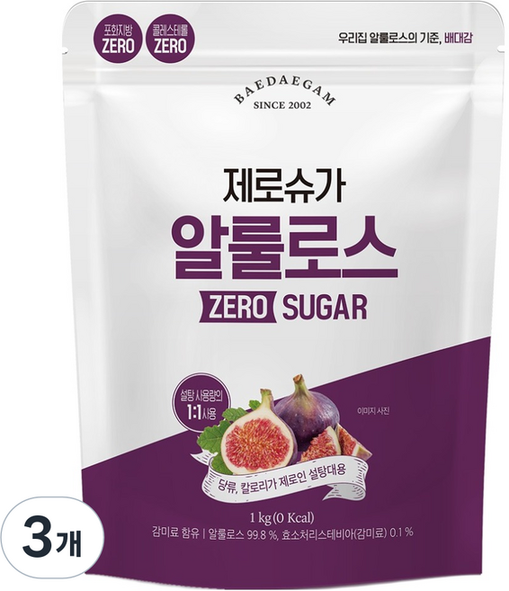 Baedaegam 大容量零糖阿洛酮糖, 1kg, 3個