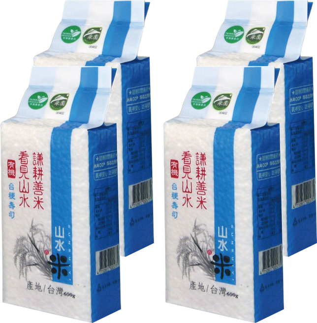 山水米 謙耕善米 有機台梗壽司米, 600g, 4個, 一等