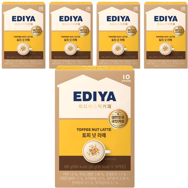 이디야 토피넛 라떼, 20g, 10개입, 5개