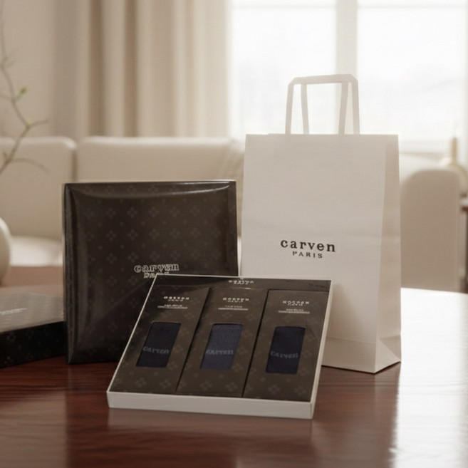 CARVEN 男士高級西裝中筒襪3雙禮盒組 CRV3002