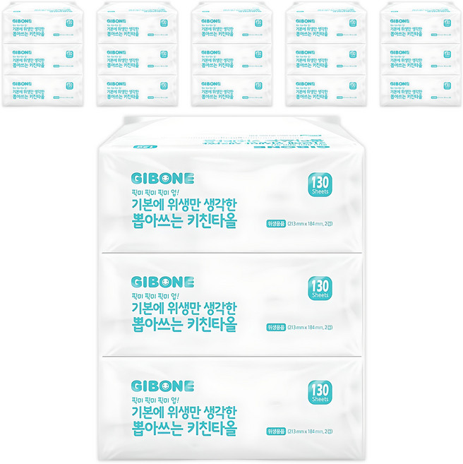 기본에 위생만 생각한 뽑아쓰는 키친타올, 130매, 18개