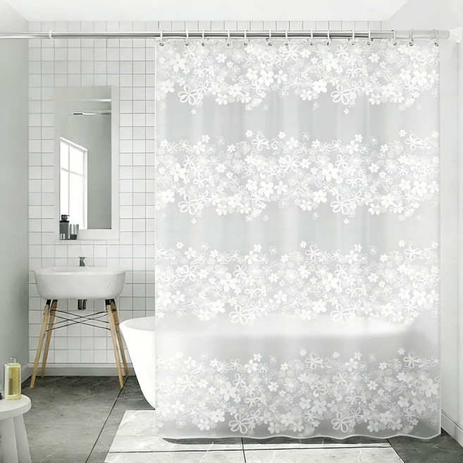 마메 방수 샤워 커튼, 플라워, 1개