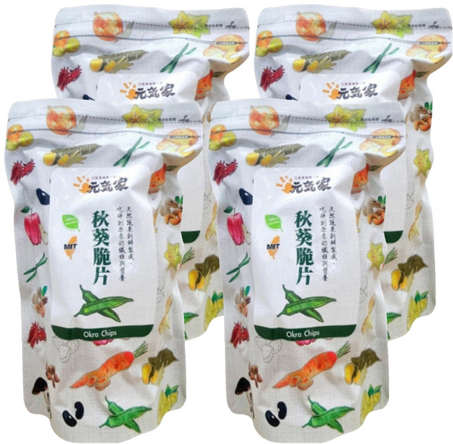 元氣家 秋葵脆片, 100g, 4包