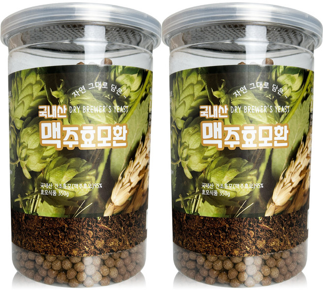 헬로우그린 맥주효모환 통, 350g, 2개