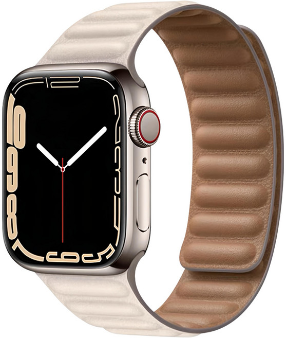 OMG Apple Watch 10 皮質鏈式磁吸錶帶 46mm, 星光色, 1個