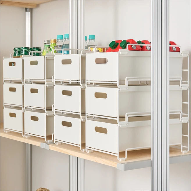 위즈홈 앤스택 슬라이딩 적층 수납함, 화이트, 1개 - 쿠팡