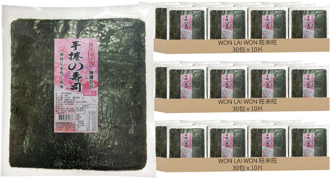 WON LAI WON 旺來旺 手捲海苔 10片, 35g, 90包