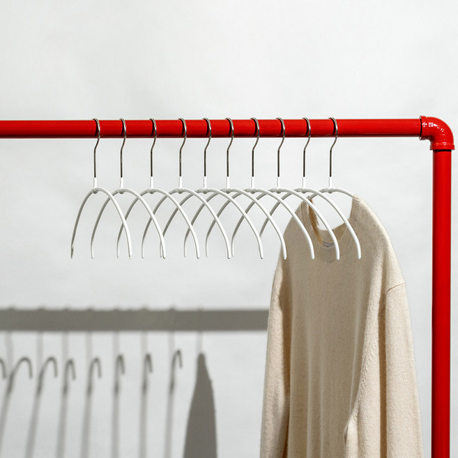 마와 논슬립 옷걸이 이코노믹라이트 36PT 라운드, 화이트, 10개