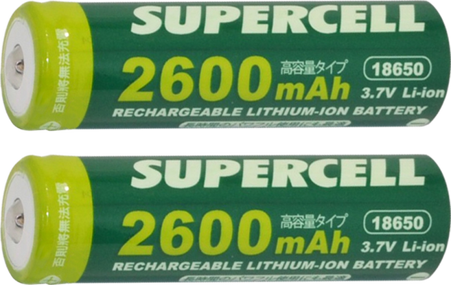 SUPERCELL 超電王 2600mAh鋰充電池 SC-18650B 直徑1.81 x 6.5cm 47g, 2個, 1入