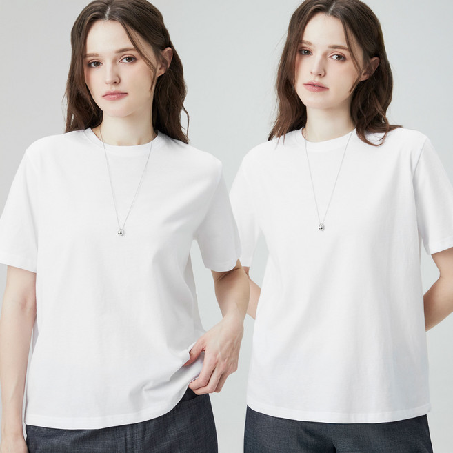 ELLEPARIS 여성용 통기성 30수 순면 베이직 반팔 티셔츠 2p