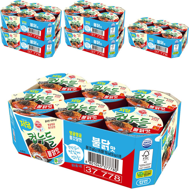 오뚜기 LIGHT&JOY 저당 컵누들 불닭맛 42g, 36개