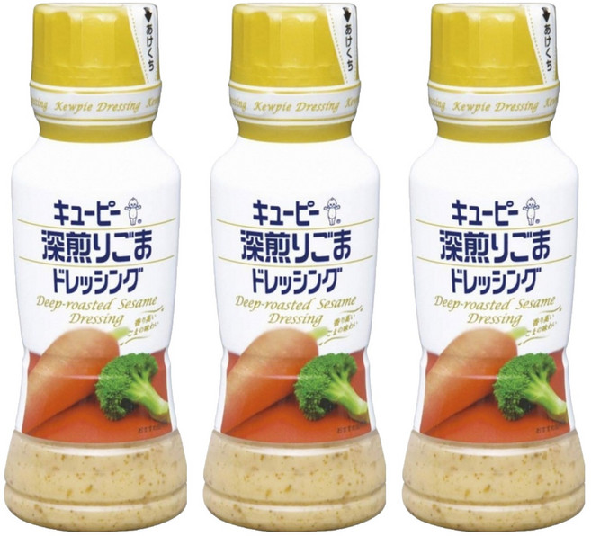 kewpie QP 深煎胡麻醬 日本原裝進口 烘烤芝麻 濃郁香氣 清爽滑順 微酸香甜, 180g, 3瓶