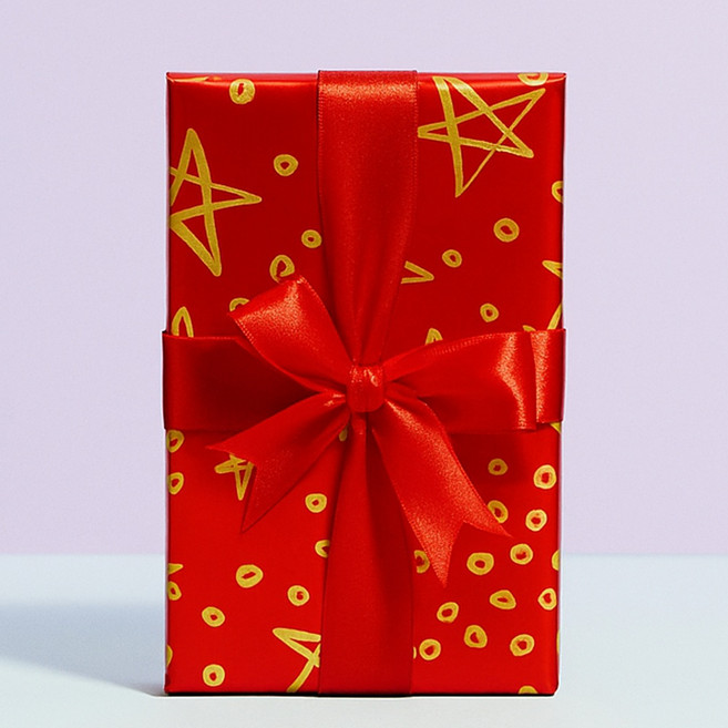 금별 비닐 증착 롤 포장지 중 37.5cm x 12m, 레드, 1개