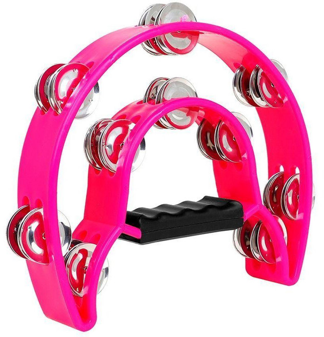 恩心樂器 半月鈴鼓 粉色 兒童音樂啟蒙 節奏樂器 親子互動, 1個