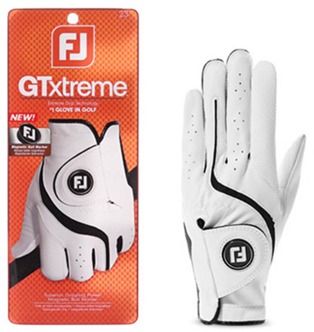 풋조이 남성용 NEW GT 익스트림 볼마커 골프장갑 왼손용 66489E, 화이트 + 블랙, 1개