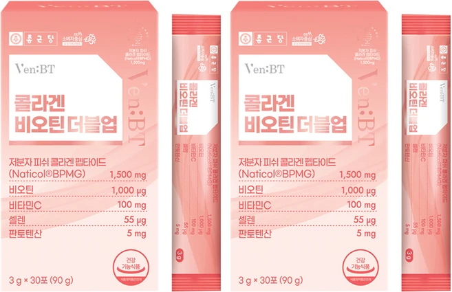 종근당 벤비티 콜라겐 비오틴 더블업 30P, 90g, 2개 - 쿠팡
