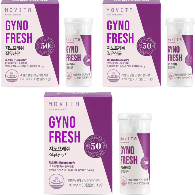 지노프레쉬 건강해질 여성유산균, 30정, 3개