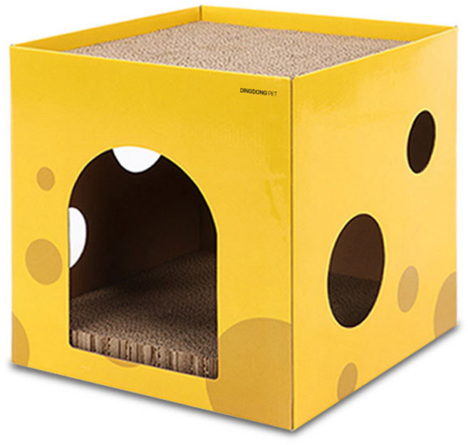 딩동펫 고양이 사각치즈 스크래쳐 하우스, 혼합색상, 1개