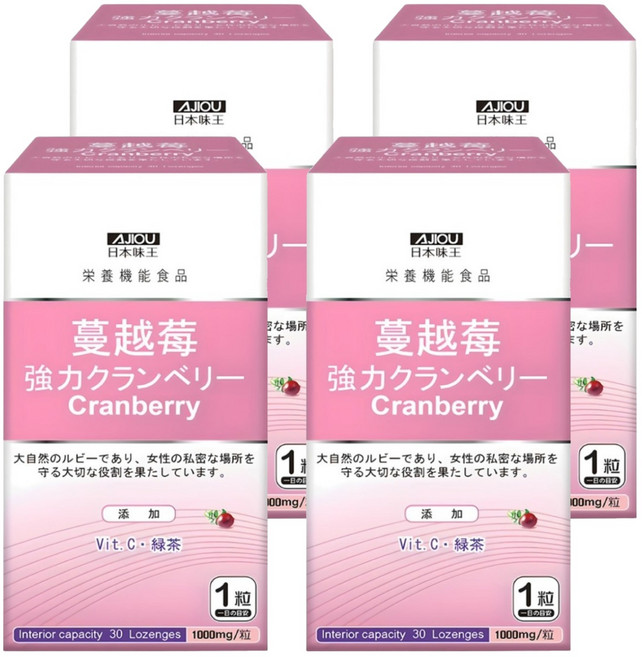 AJIOU 日本味王 強效蔓越莓錠, 30錠, 1g, 4盒