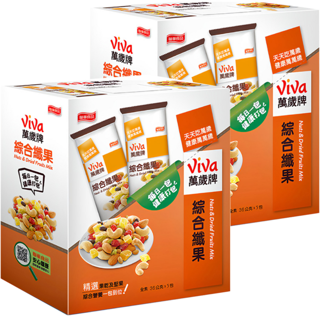 ViVa 萬歲牌 綜合纖果 精選果乾及堅果 綜合營養 一包到位, 2盒