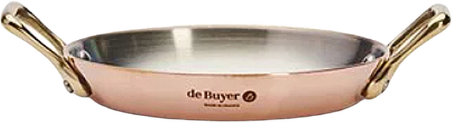 de Buyer 畢耶 契合銅鍋黃銅柄系列 雙耳平底鍋, 1個, 12cm