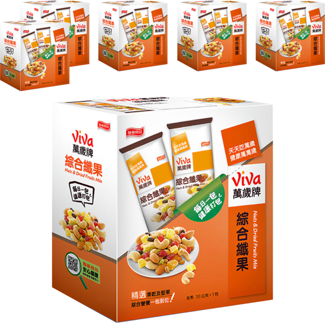ViVa 萬歲牌 綜合纖果 精選果乾及堅果 綜合營養 一包到位, 6盒