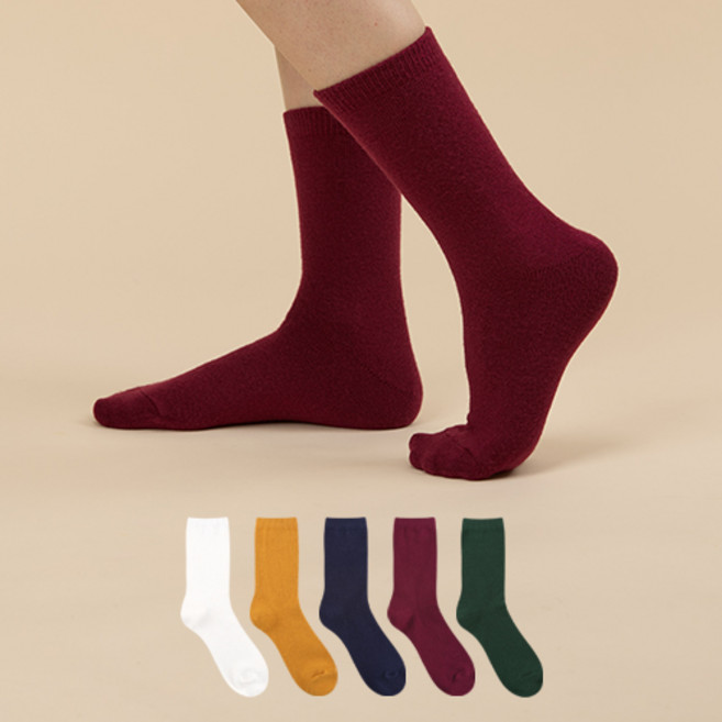GGRN 여성용 프리미엄 램스 울 캐시미어 양말 5켤레 세트