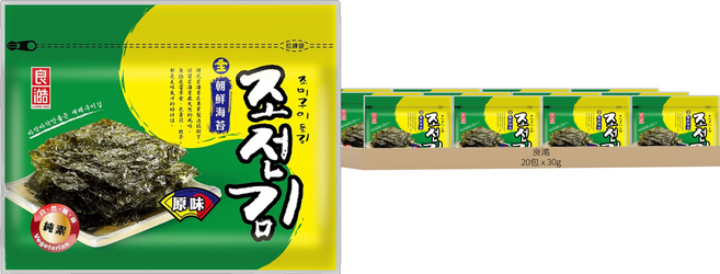 良澔 金朝鮮海苔 精選原味, 30g, 20包