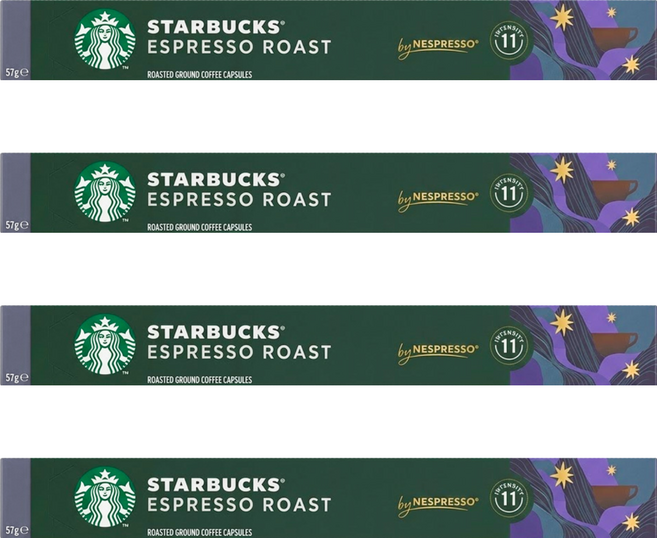 STARBUCKS 星巴克 特濃烘焙膠囊咖啡 Nespresso咖啡機適用, 5.7g, 10顆, 4盒