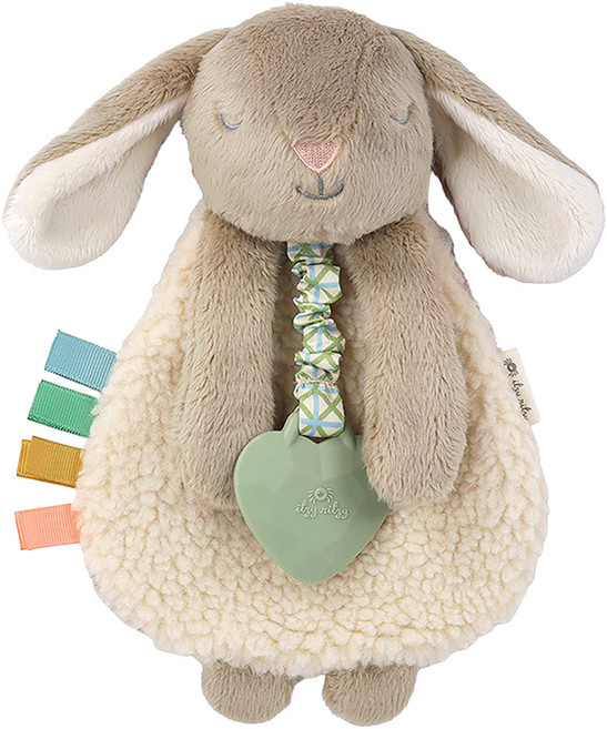 Itzy Ritzy 咬咬安撫巾 食用級矽膠 聚酯纖維 0個月以上適用, 香濃拿鐵兔, 1個