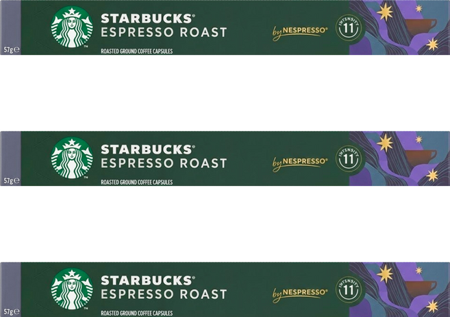 STARBUCKS 星巴克 特濃烘焙膠囊咖啡 Nespresso咖啡機適用, 5.7g, 10顆, 3盒