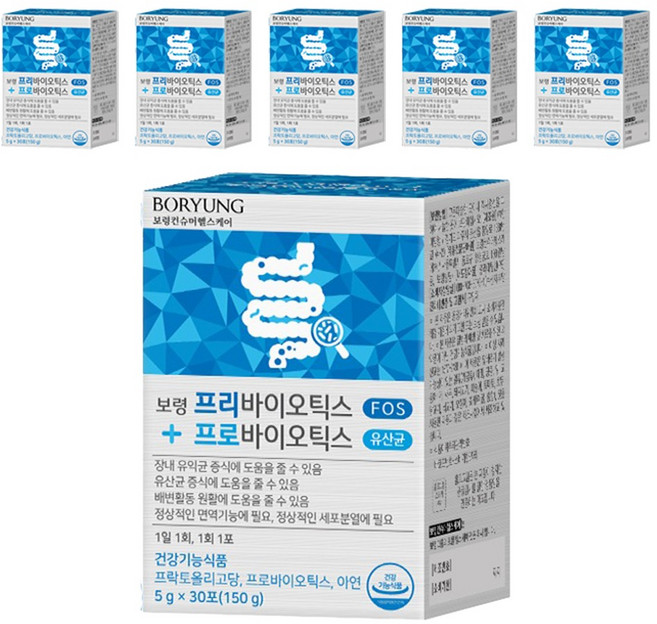 보령 프리바이오틱스 유산균, 150g, 6개