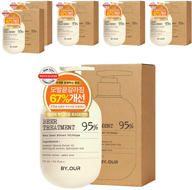 바이아우어 10만 PPM 단백질 맥주효모 헤어트리트먼트, 500ml, 6개