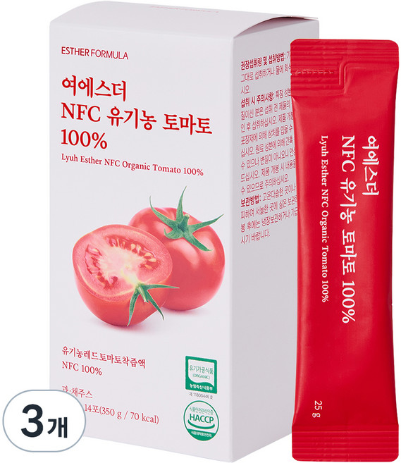 에스더포뮬러 여에스더 NFC 유기농 토마토 100%, 3개, 350g