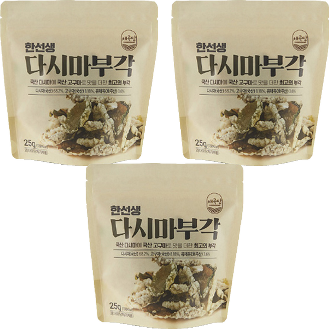 채곡당 한선생 다시마부각, 25g, 3개