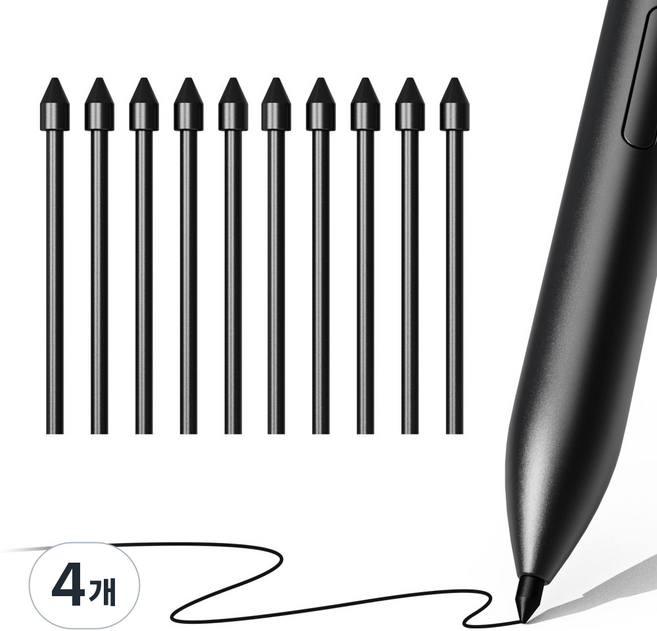 누아트 갤럭시탭 S펜 호환 교체형 펜촉 10p, 블랙, 4개