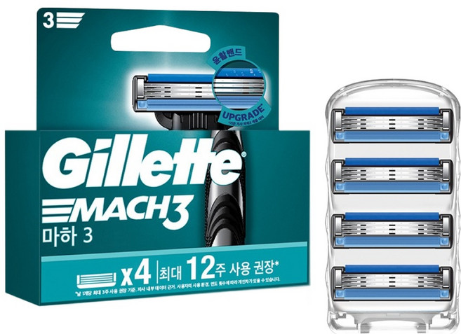 질레트 정품 마하3 면도날, 4개입, 1개